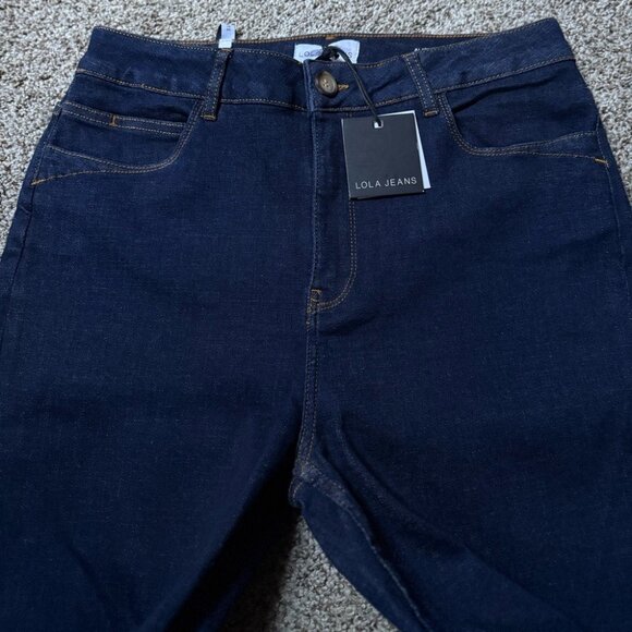 NEW Lola Denim-Alice Flare High-Rise Dark Blue Stretch Premium Denim Jeans 32 - Picture 9 of 14